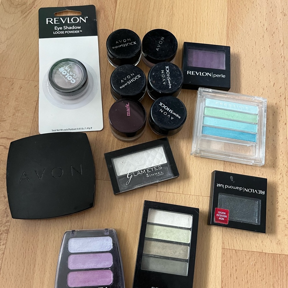 Revlon and Avon Eyeshadow Collection - Black, Purple, Blue Shades- Makeup Lot